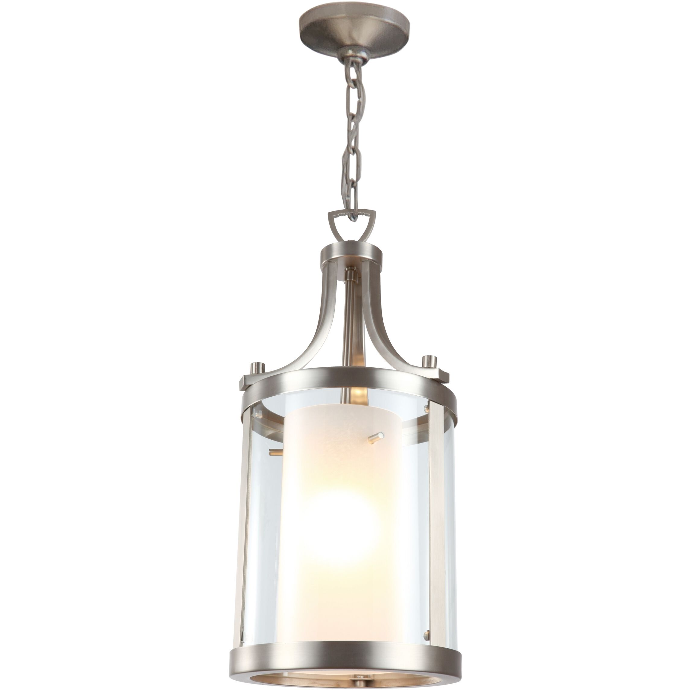 Essex 1 Light 10 inch Buffed Nickel Pendant Ceiling Light in Half Opal Glass