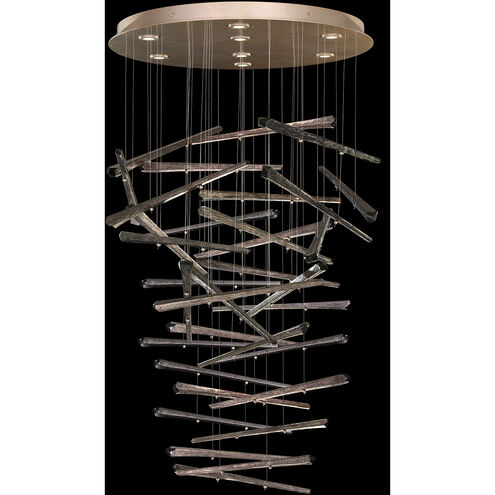 Elevate LED 34 inch Gold Pendant Ceiling Light in Gold Leaf, Meteorite Spires Studio Glass