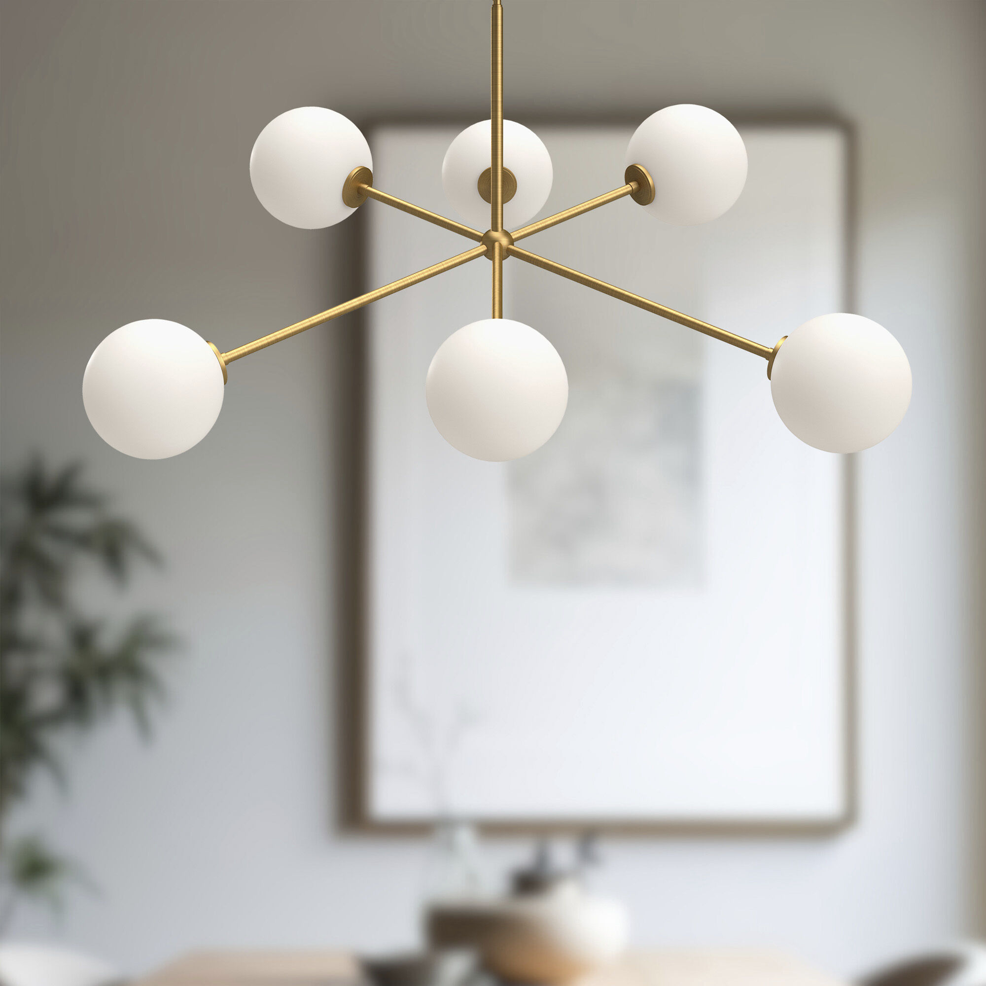 Alora Mood Cassia 6 Light 39.5 inch Aged Gold/Opal Matte Glass Chandelier Ceiling Light in Matte Opal Glass