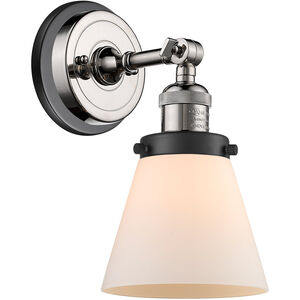 Franklin Restoration Small Cone 1 Light 6 inch Polished Nickel Sconce Wall Light in Matte White Glass