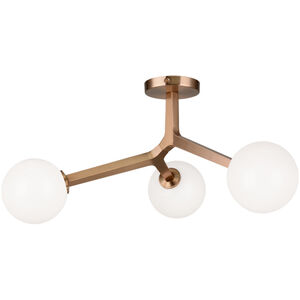 Rami 3 Light 20.25 inch Aged Gold Brass Ceiling Mount Ceiling Light in Aged Gold Brass and Opal Glass
