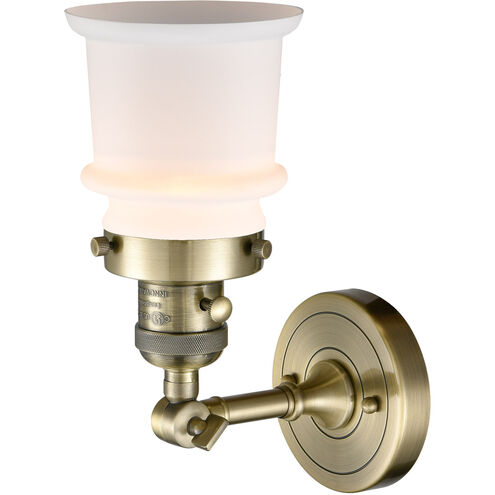 Franklin Restoration Small Canton 1 Light 7 inch Antique Brass Sconce Wall Light in Matte White Glass, Franklin Restoration