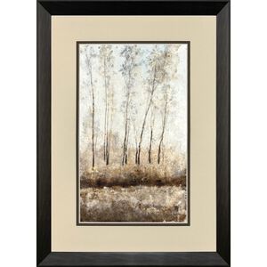 Woodland Shimmer Light Brown and Beige and Gray and Neutral Framed Art