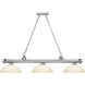 Cordon 3 Light 57.25 inch Brushed Nickel Billiard Ceiling Light in Matte Opal Glass