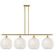 Ballston White Mouchette 4 Light 50.25 inch Satin Gold Stem Hung Island Light Ceiling Light