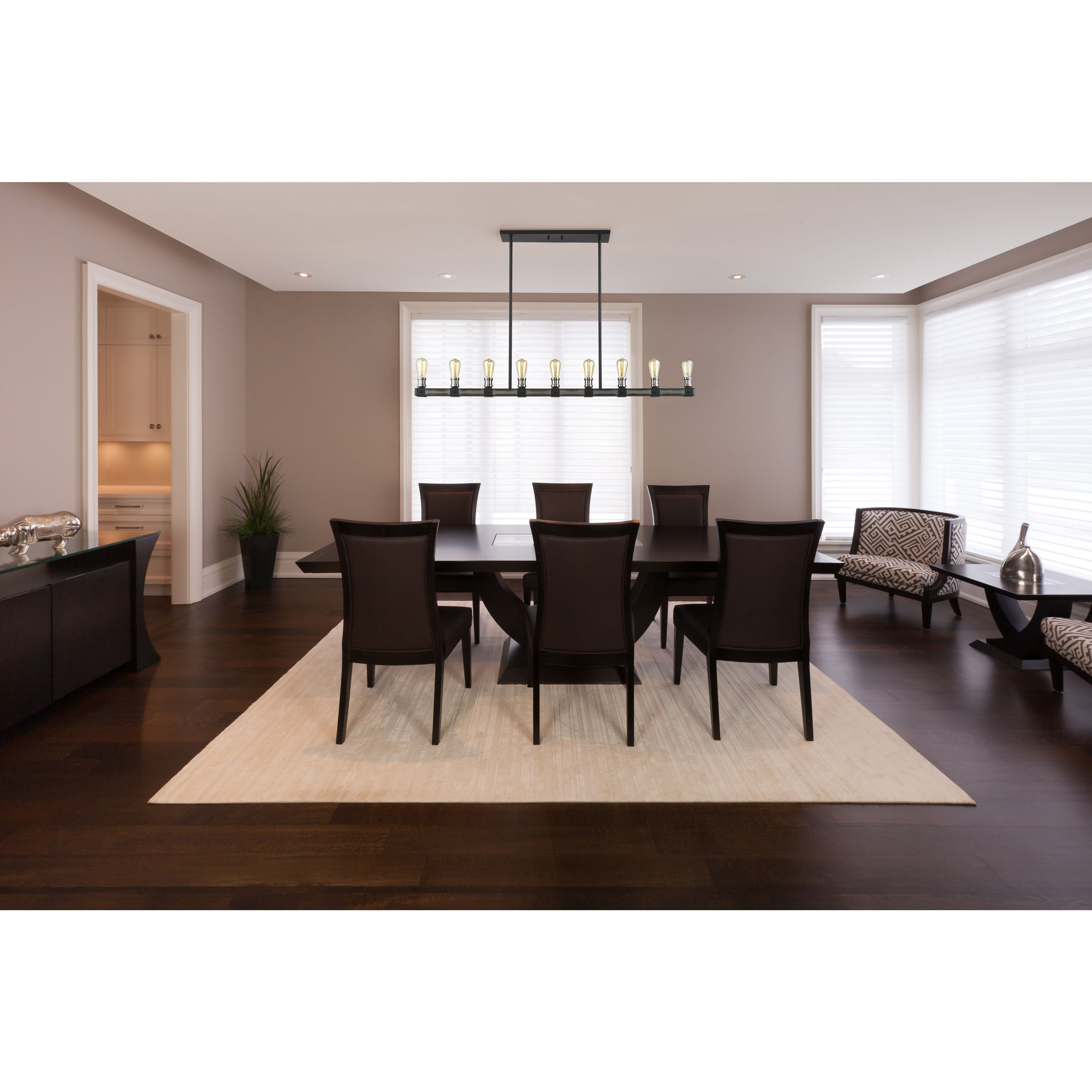 Kirkland 9 Light 56 inch Ashen Barnboard Linear Chandelier Ceiling Light