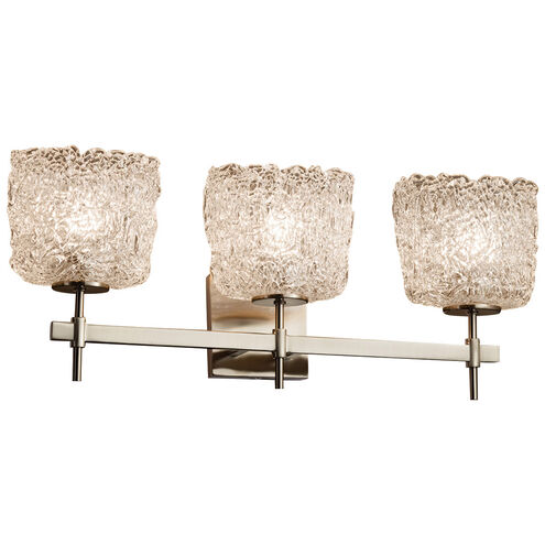 Veneto Luce 3 Light 24.5 inch Dark Bronze Vanity Light Wall Light in Amber (Veneto Luce), Cylinder with Rippled Rim, Incandescent