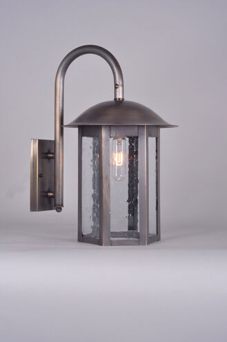 Aurora 1 Light 11 inch Dark Antique Brass Wall Lantern Wall Light in Clear Seedy Glass, Medium