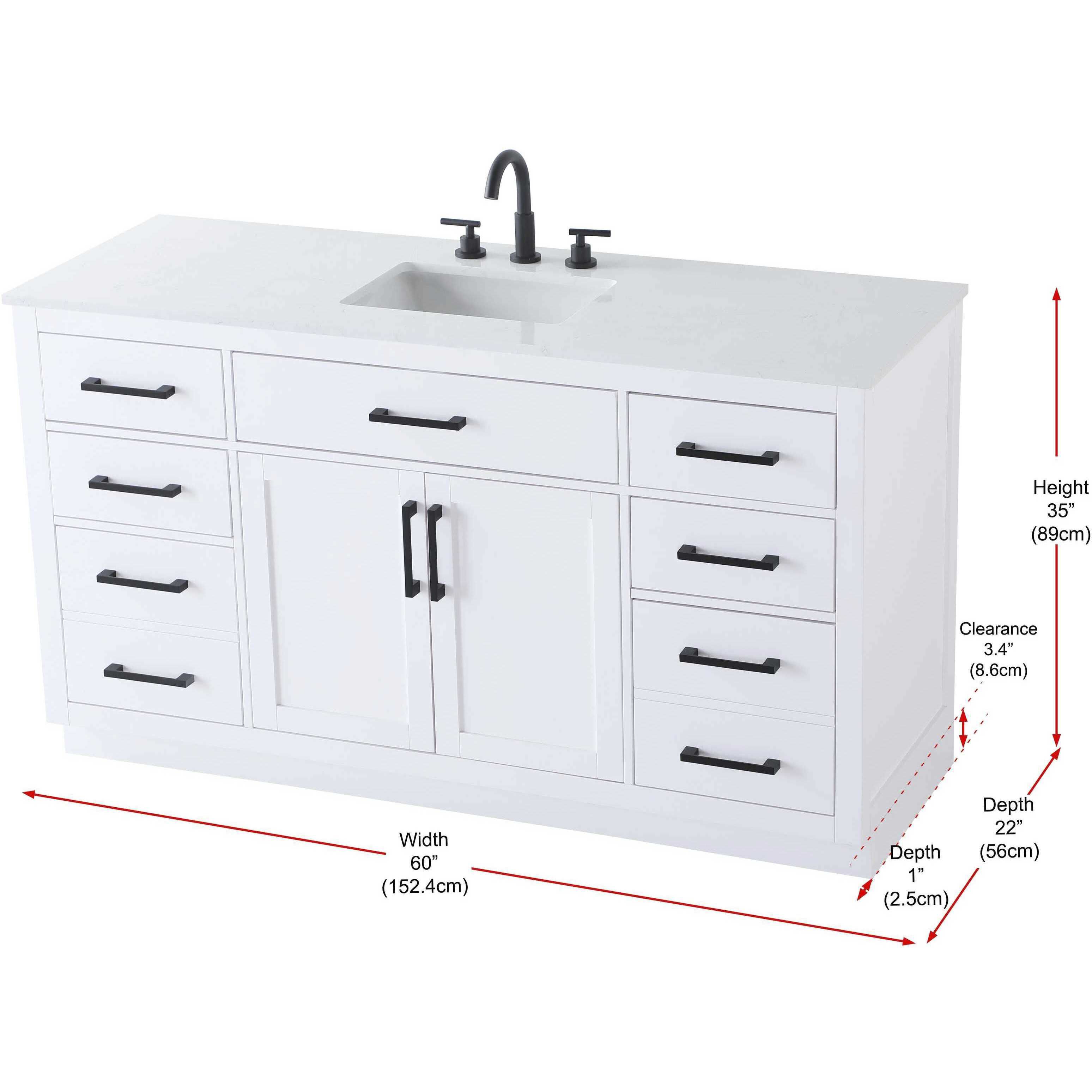 Alden 60 X 35 inch White Bathroom Vanity Cabinet