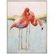 Wading Flamingo Pink and Beige and Blue and Green Canvas