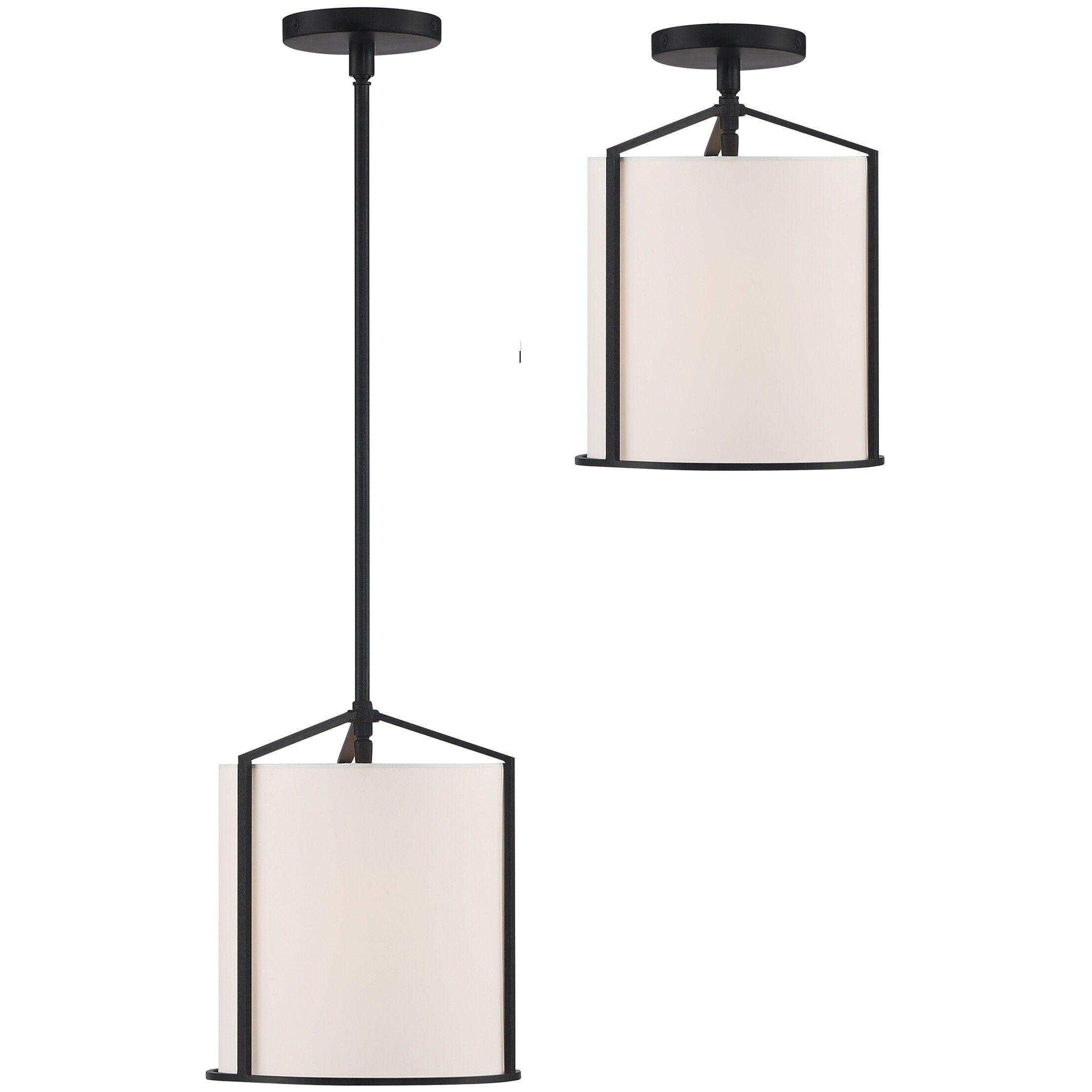 Carlyn 1 Light 10 inch Black Semi Flush Ceiling Light