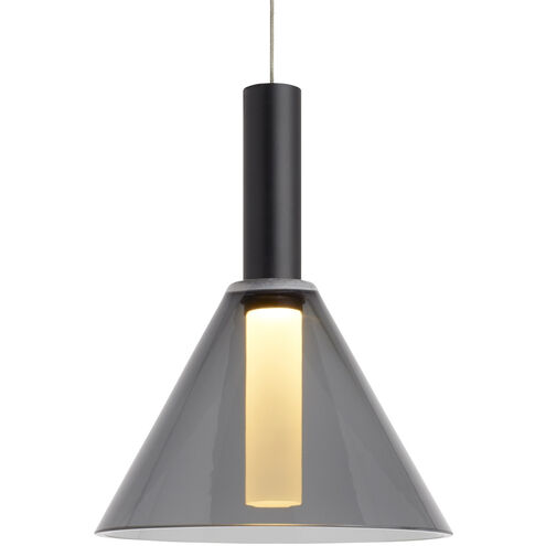 Sean Lavin Mezz 1 Light 120 Satin Nickel Low-Voltage Pendant Ceiling Light in Monopoint, Transparent Smoke Glass, Integrated LED