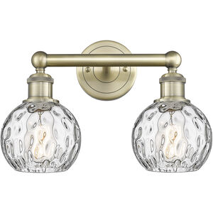 Athens Water Glass 2 Light 15 inch Antique Brass and Clear Water Glass Bath Vanity Light Wall Light