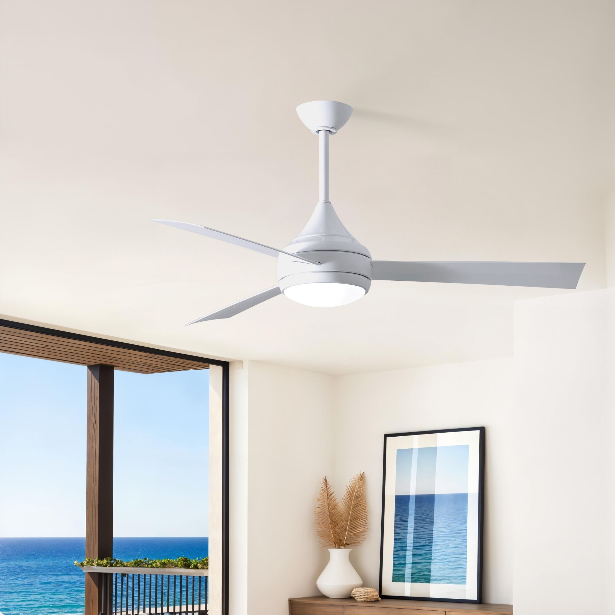 Atlas Donaire 52 inch Gloss White Paddle Fan, Coastal Wet Rated