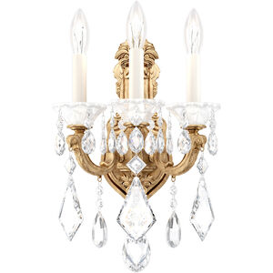 La Scala 3 Light 7.5 inch Etruscan Gold Wall Sconce Wall Light in Swarovski, Etruscan Gold Cast
