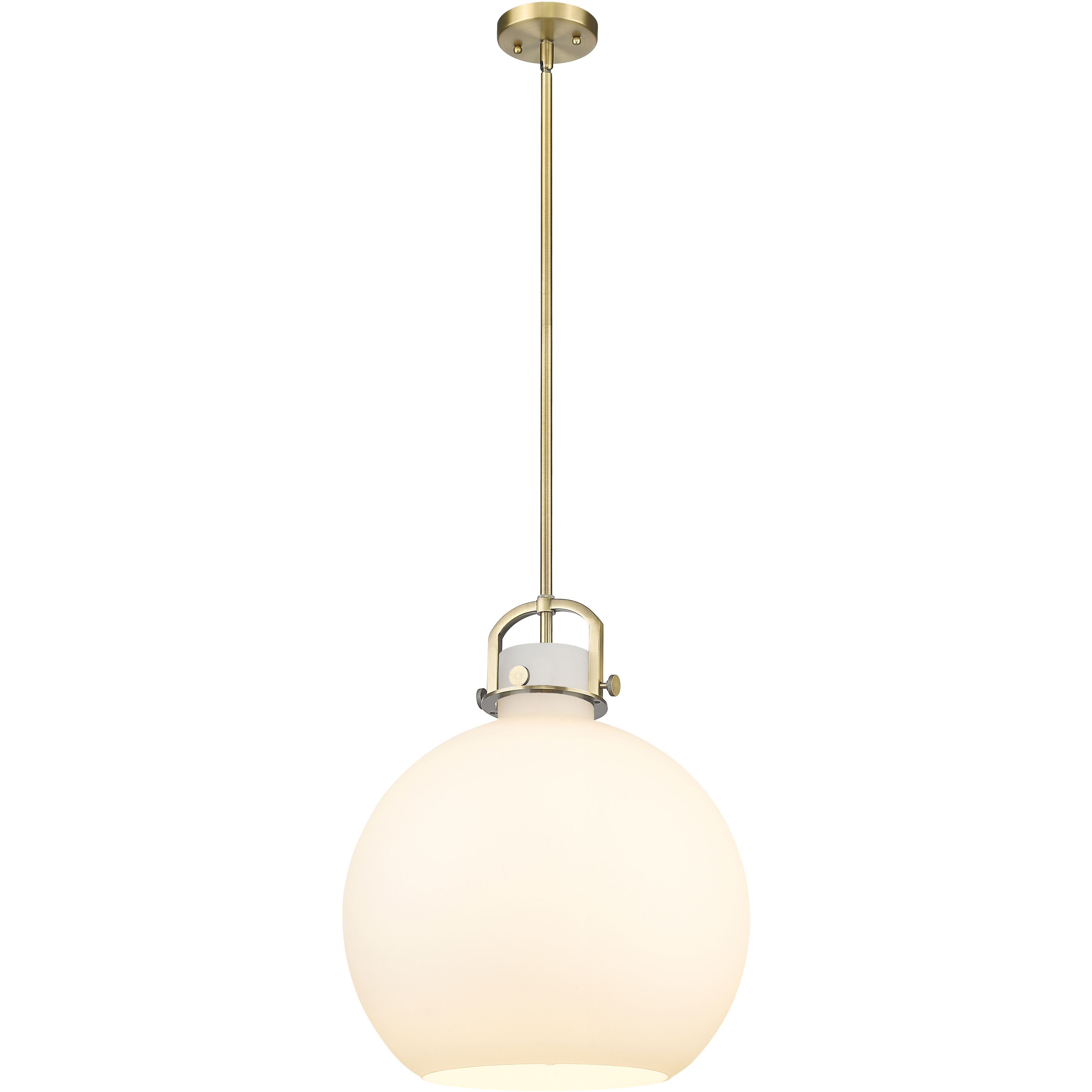 Downtown Urban Newton Sphere 1 Light 16 inch Brushed Brass Pendant Ceiling Light in Matte White