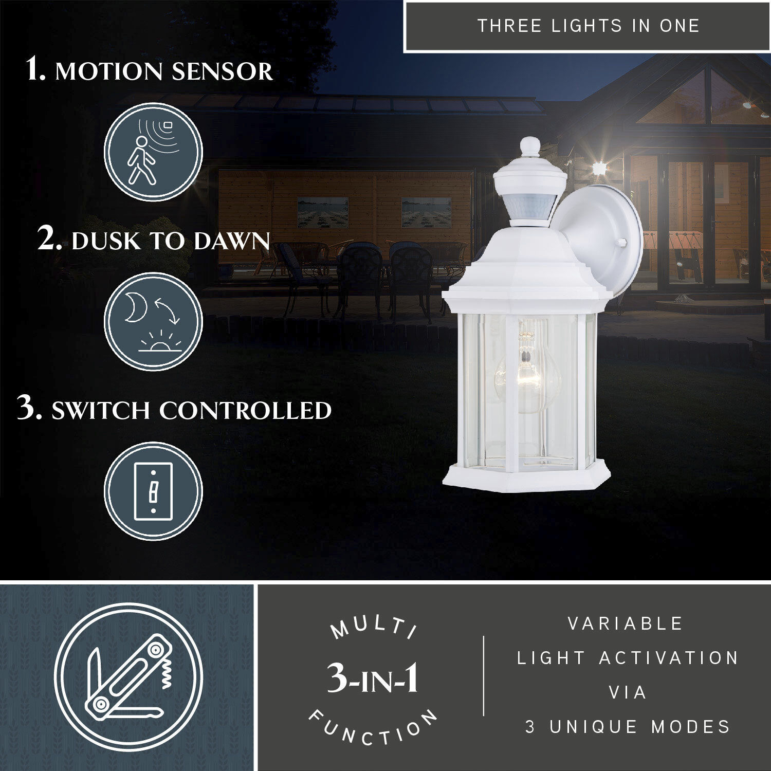 Auburn Textured White Outdoor Motion Sensor