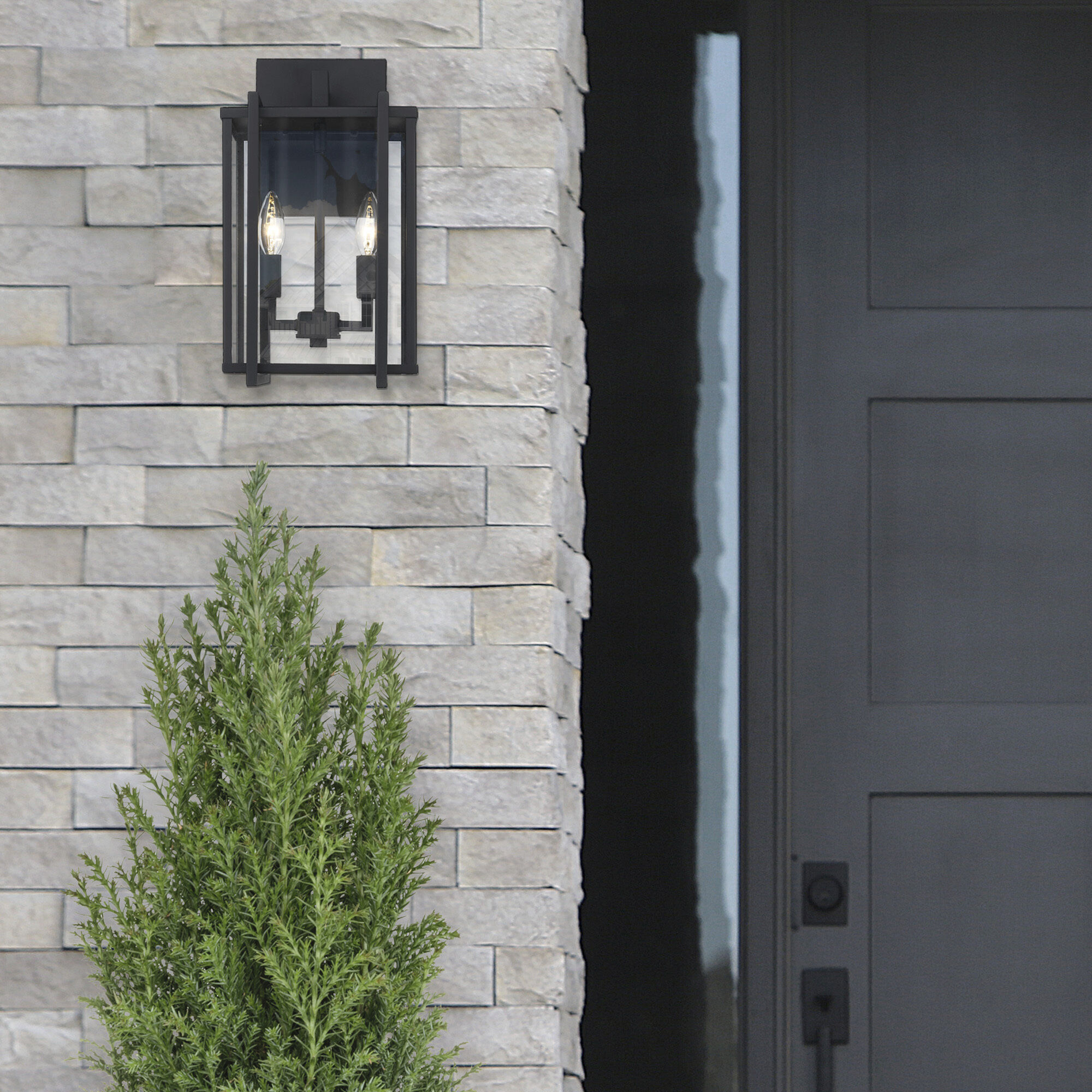 Tribeca 2 Light 15.75 inch Natural Black Outdoor Wall