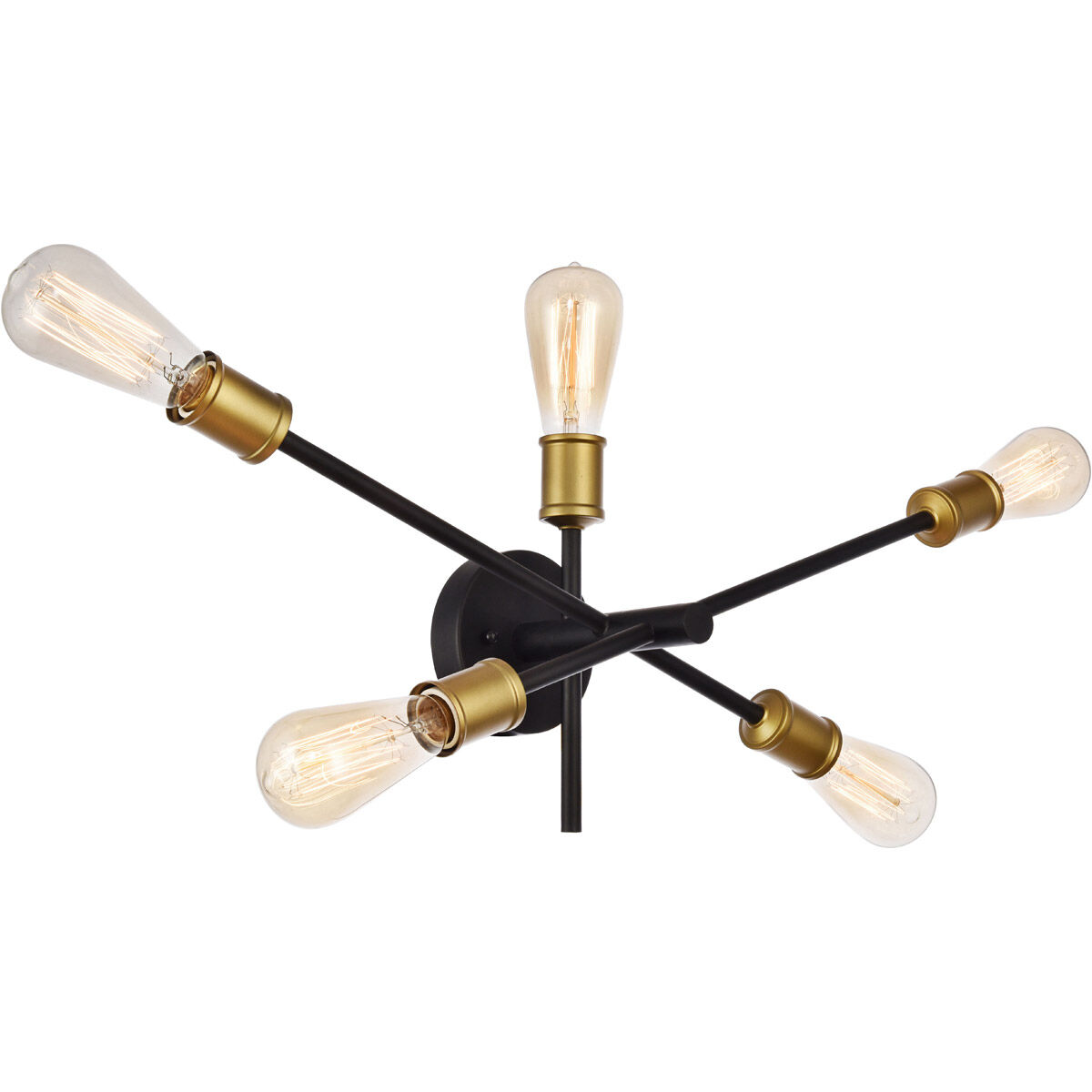 Axel 5 Light 25 inch Black and Brass Wall Sconce Wall Light