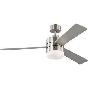 Era 52 LED 52 inch Brushed Steel with Silver/American Walnut reversible blades Indoor/Outdoor Ceiling Fan