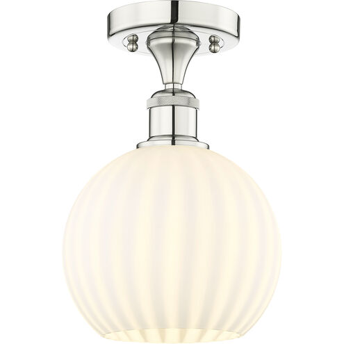 Edison White Venetian 1 Light 8 inch Polished Nickel Semi-Flush Mount Ceiling Light