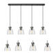Newton Bell 4 Light 51.75 inch Matte Black Linear Pendant Ceiling Light in Seedy Glass