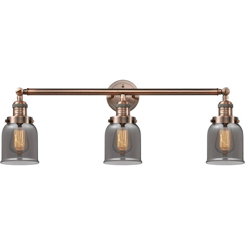Franklin Restoration Small Bell LED 30 inch Antique Copper Bath Vanity Light Wall Light in Plated Smoke Glass, Franklin Restoration