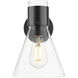 Downtown Urban Lawton Cone Armed Sconce Wall Light in Matte Black, Clear