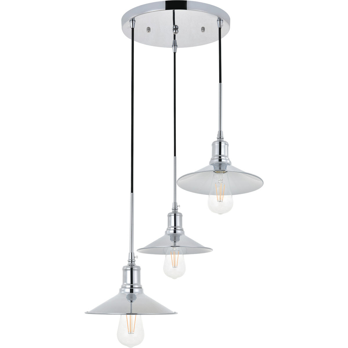 Etude 3 Light 19.3 inch Chrome Pendant Ceiling Light