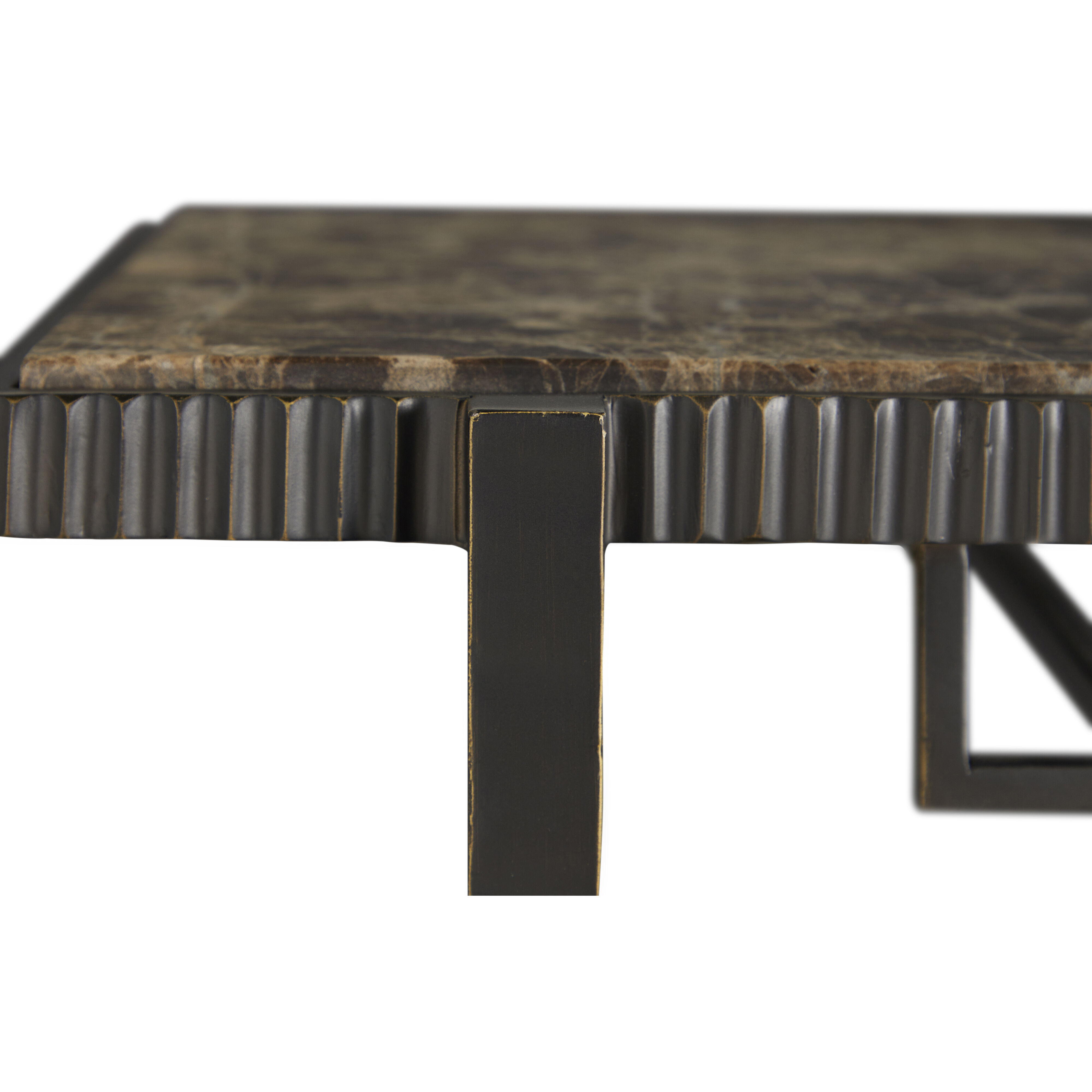 Ariana Forged Antique Bronze and Marron Imperial Marble Bar Console