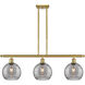 Ballston Athens Deco Swirl 3 Light 36 inch Satin Gold Stem Hung Island Light Ceiling Light