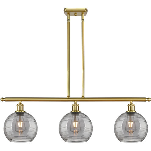 Ballston Athens Deco Swirl 3 Light 36 inch Satin Gold Stem Hung Island Light Ceiling Light