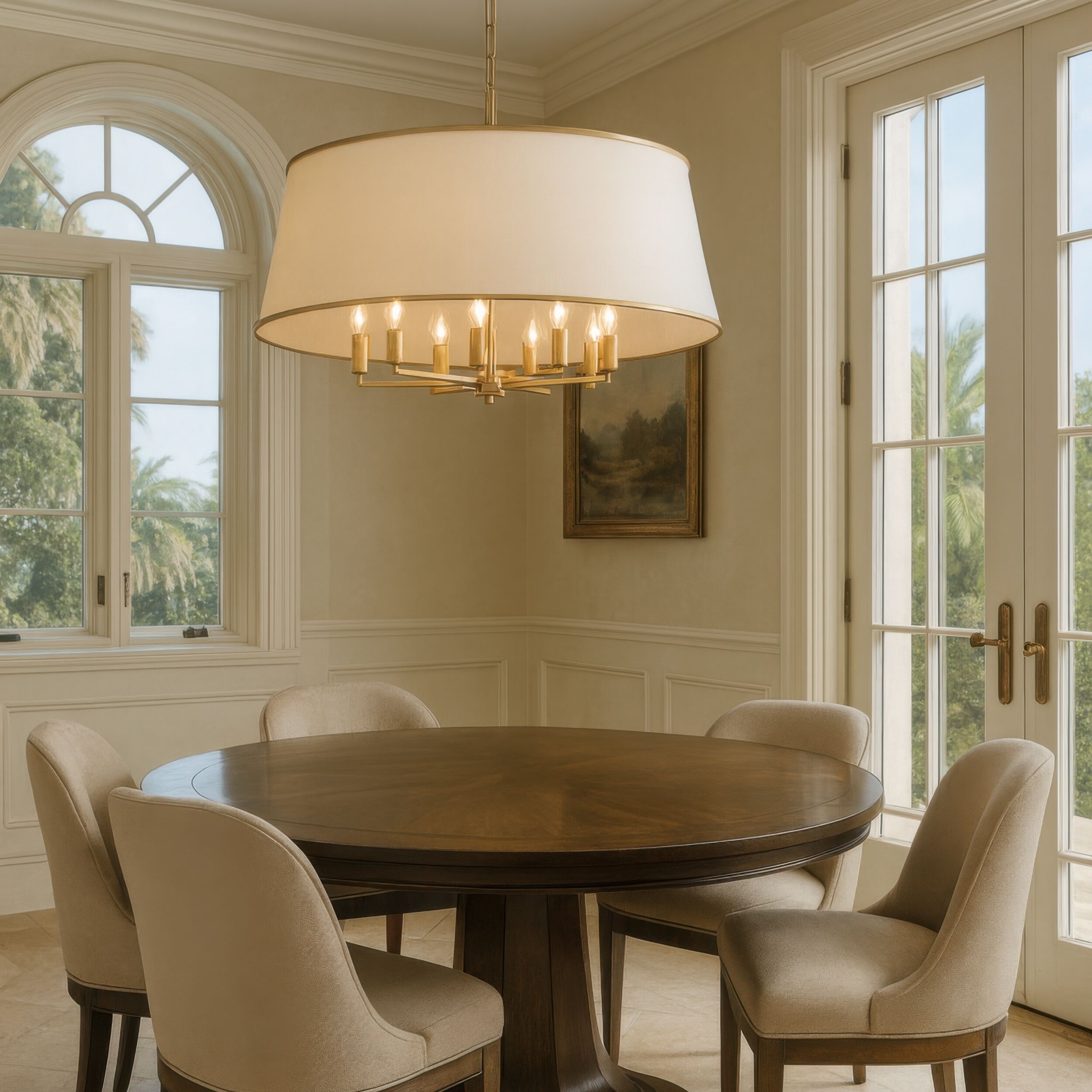 Coco 8 Light 32 inch Matte White/French Gold Pendant Ceiling Light