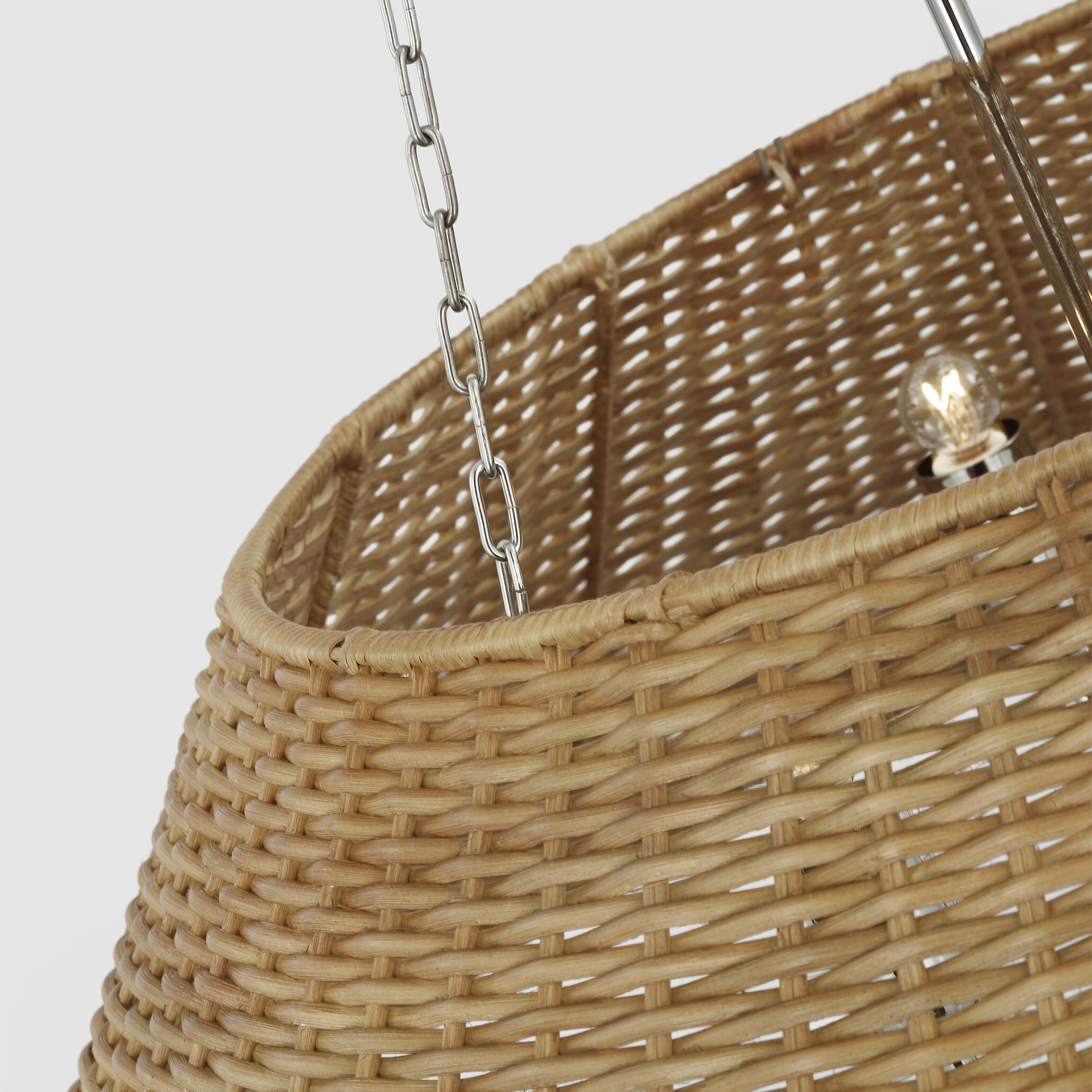 Marie Flanigan Corinne LED 36.25 inch Polished Nickel Wrapped Hanging Shade Ceiling Light, Extra Large