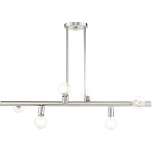 Bannister 6 Light 37 inch Brushed Nickel Linear Chandelier Ceiling Light