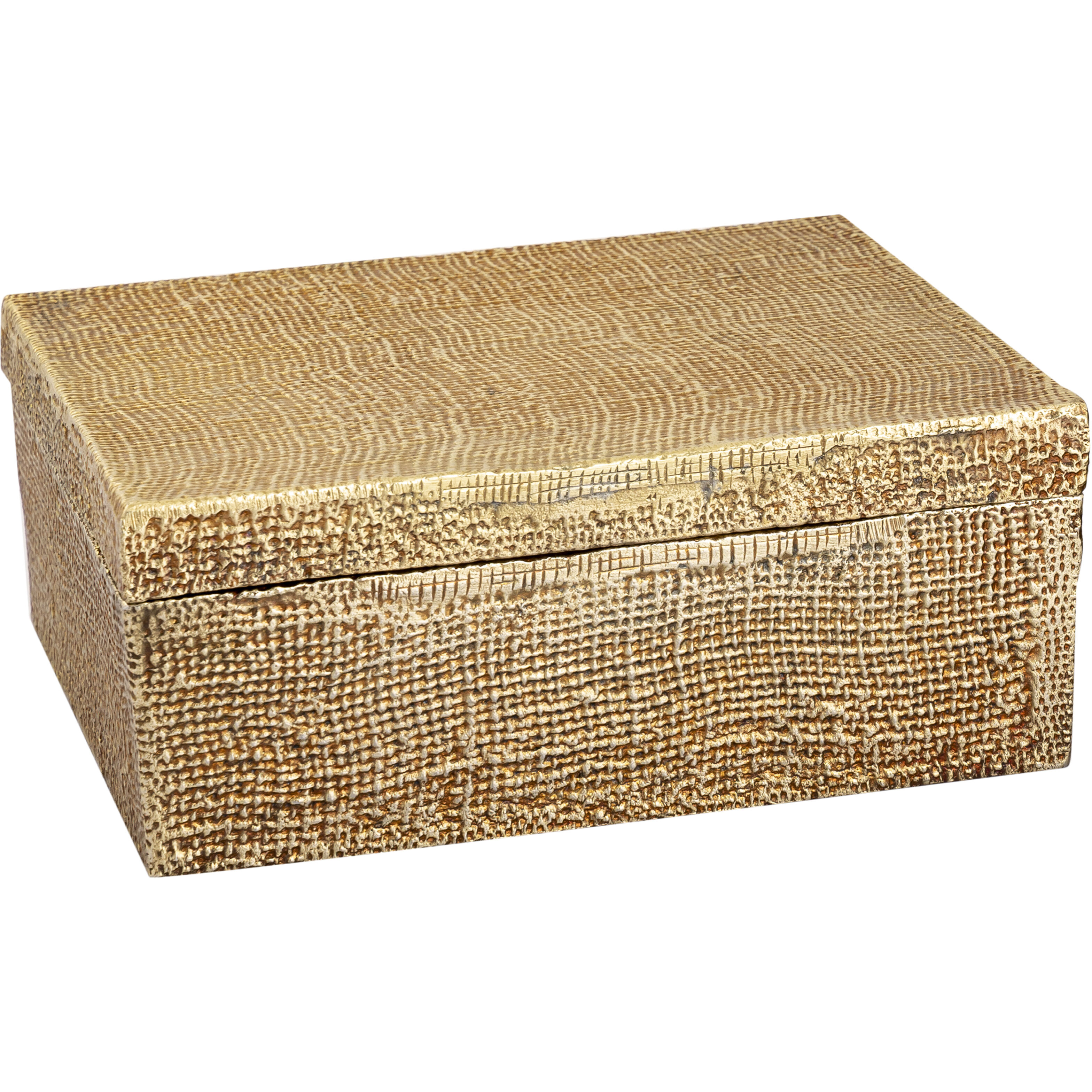 Square Linen 11 X 11 inch Antique Brass Box