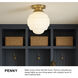 Penny 1 Light 9 inch Lacquered Brass Flush Mount Ceiling Light, Extra Small