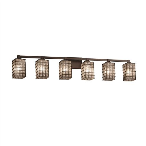 Wire Glass 49 inch Brushed Nickel Bath Bar Wall Light in Grid with Clear Bubbles, Square with Flat Rim, Incandescent, Regency