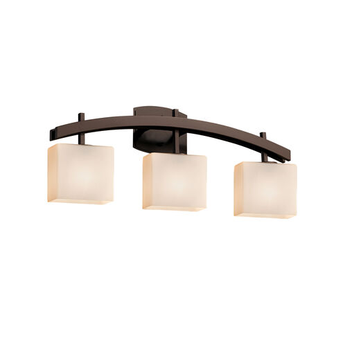 Fusion 3 Light 25.5 inch Dark Bronze Vanity Light Wall Light in Rectangle, Incandescent, Opal Fusion