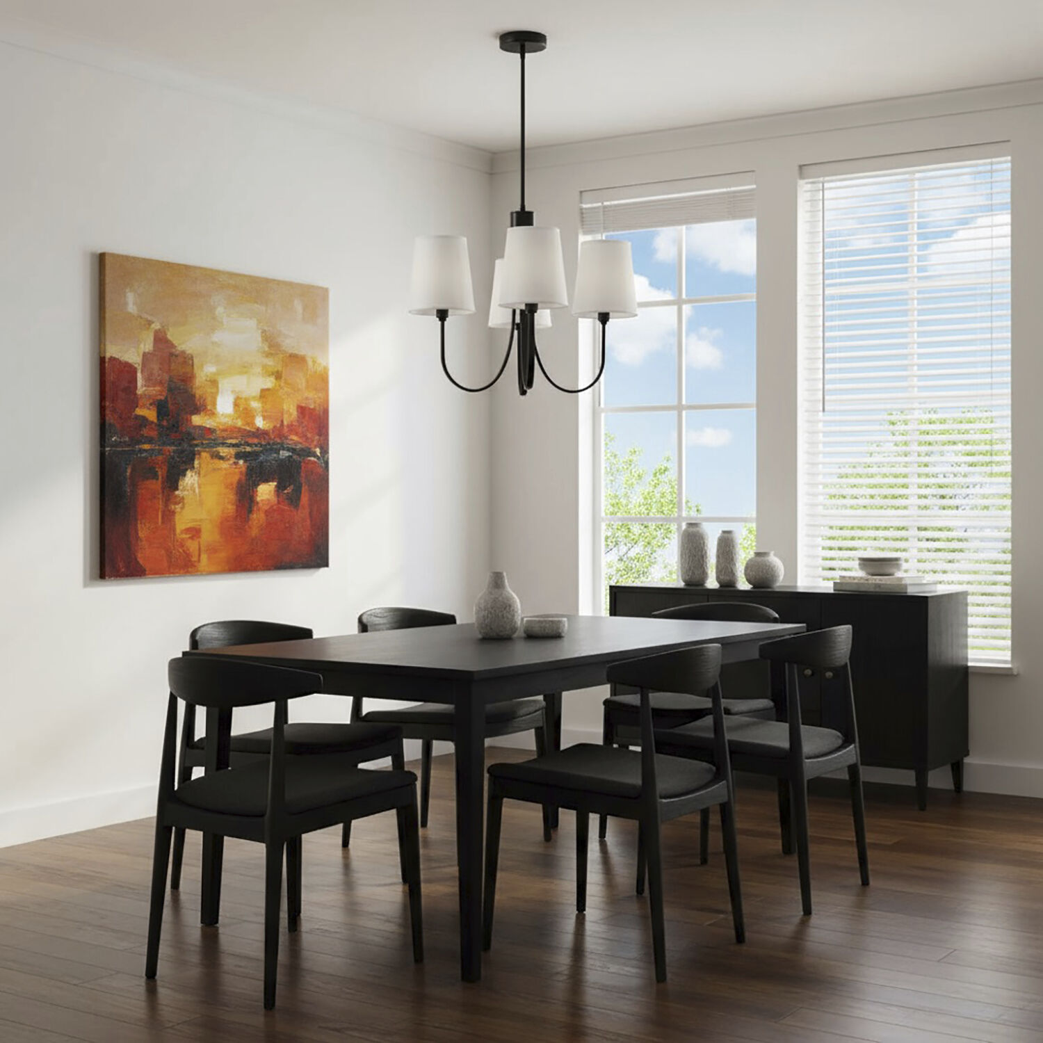 Rhythm LED 23.6 inch Black Chandelier Ceiling Light