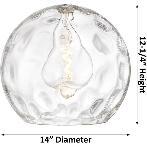 Edison Athens Water Glass LED 14 inch Brushed Satin Nickel Pendant Ceiling Light