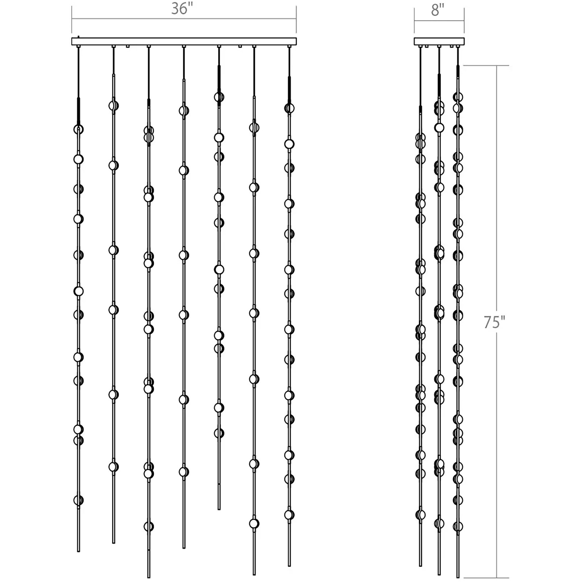 Constellation Andromeda LED 35.5 inch Satin Brass Chandelier Ceiling Light in 2700K, Clear Faceted Acrylic, 10 FT. Cord