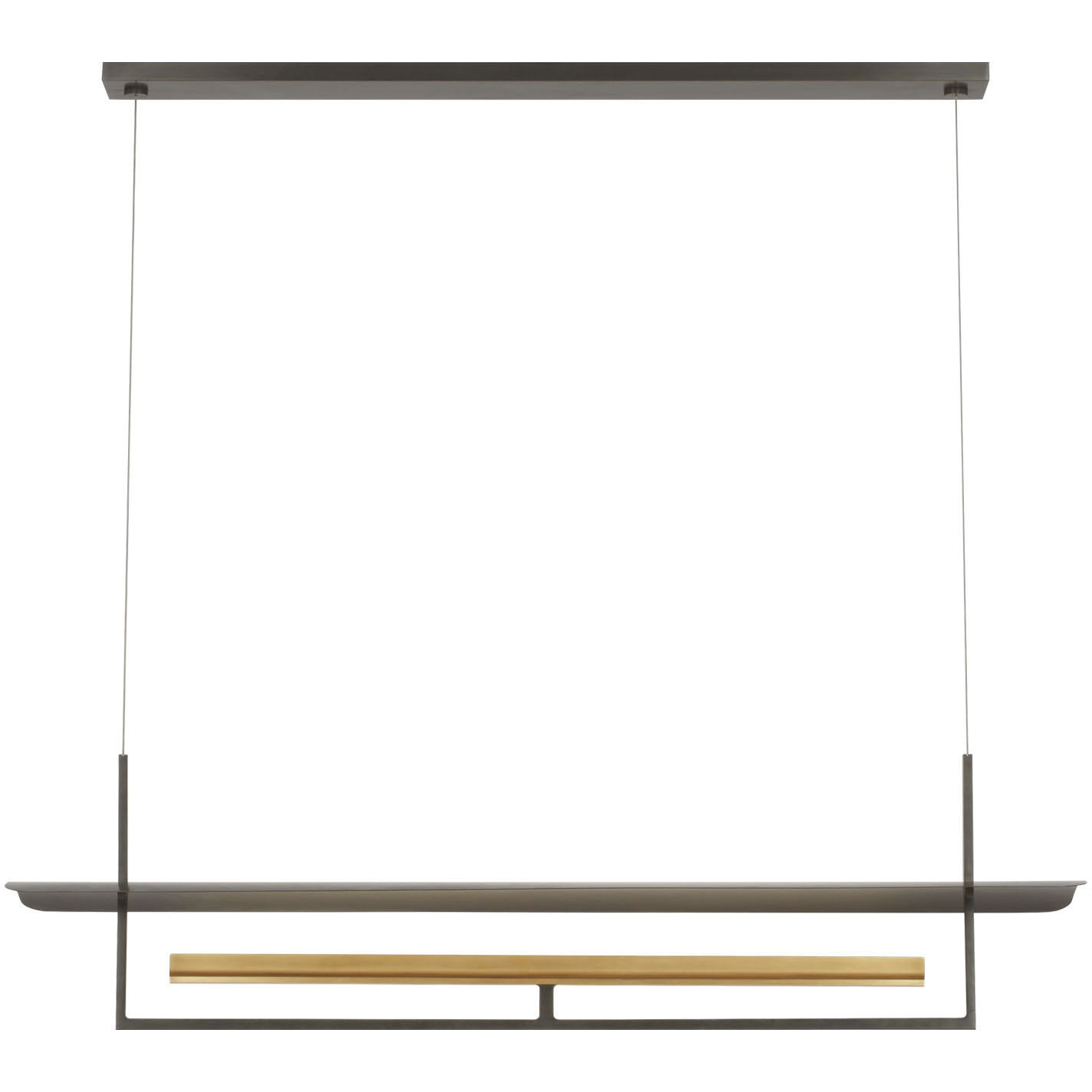 Ian K. Fowler Tristan LED 54 inch Bronze and Hand-Rubbed Antique Brass Reflector Linear Chandelier Ceiling Light