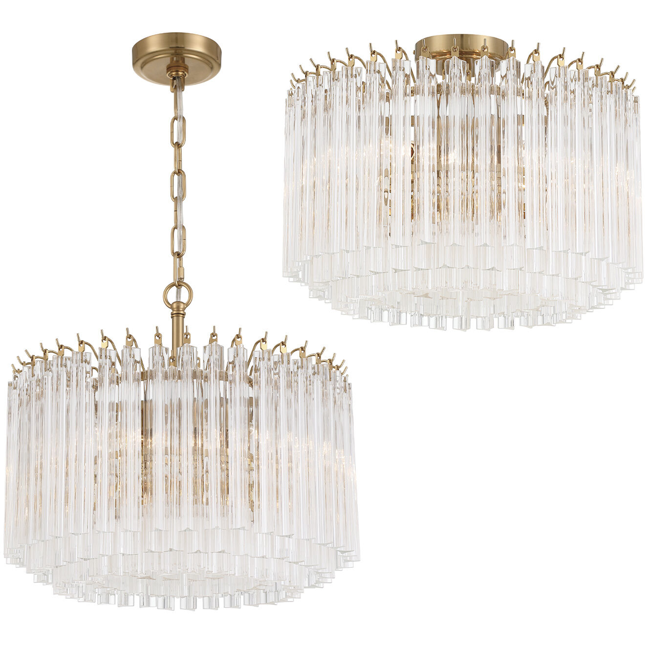 Lofton 5 Light 18 inch Aged Brass Semi Flush Ceiling Light
