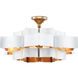 Grand Lotus 6 Light 30 inch Sugar White/Comtemoprary Gold Leaf Chandelier Ceiling Light, Convertible to Semi-Flush