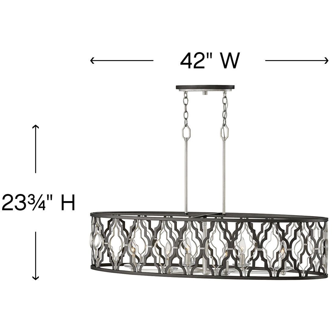 Portico 6 Light 42 inch Glacial with Metallic Matte Bronze Indoor Linear Chandelier Ceiling Light, Oval