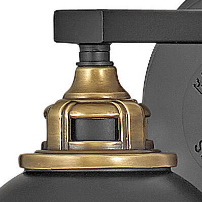 Fletcher 1 Light 7.75 inch Black with Heritage Brass Vanity Light Wall Light