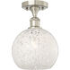 Ballston White Mouchette 1 Light 8 inch Brushed Satin Nickel Semi-Flush Mount Ceiling Light