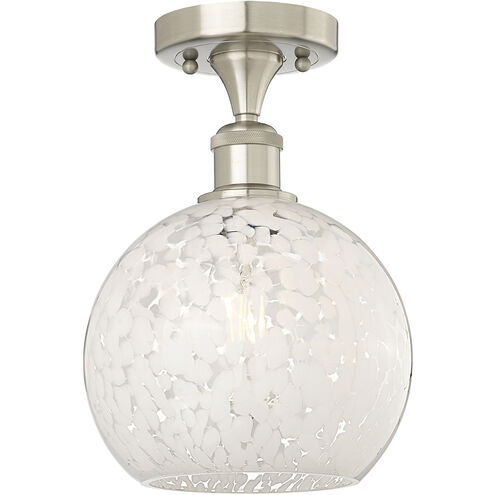 Ballston White Mouchette 1 Light 8 inch Brushed Satin Nickel Semi-Flush Mount Ceiling Light