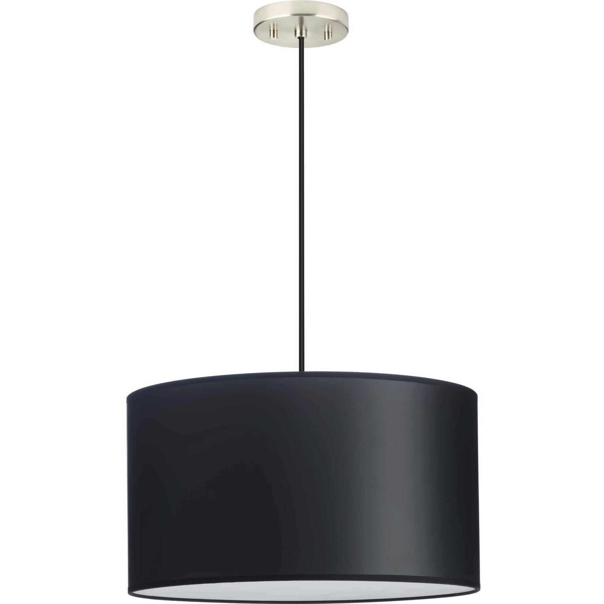 Markor 3 Light 18.12 inch Brushed Nickel/Matte Black/Vintage Brass Drum Pendant Ceiling Light in Black Parchment